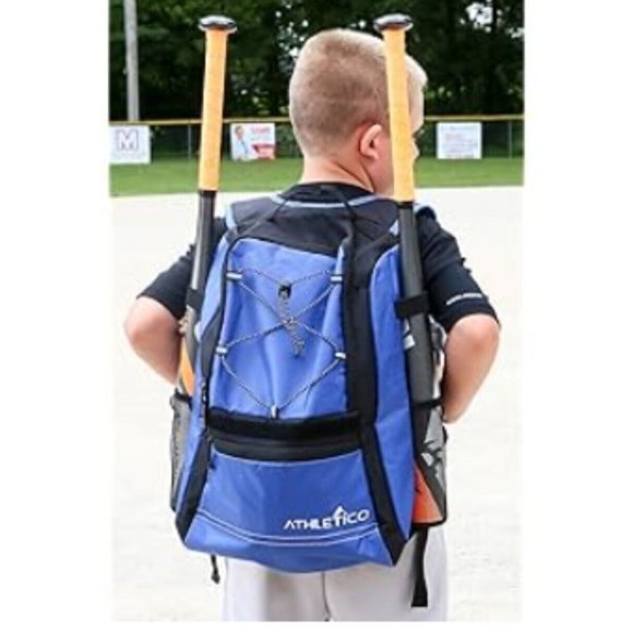 Athletico Youth Baseball Bag  Bat Backpack for Baseball Holds T-Ball & Softball - Picture 4 of 5